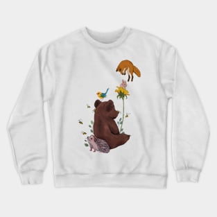 Baby bear and hedgehog Crewneck Sweatshirt